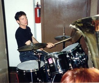 Lou playing drums
